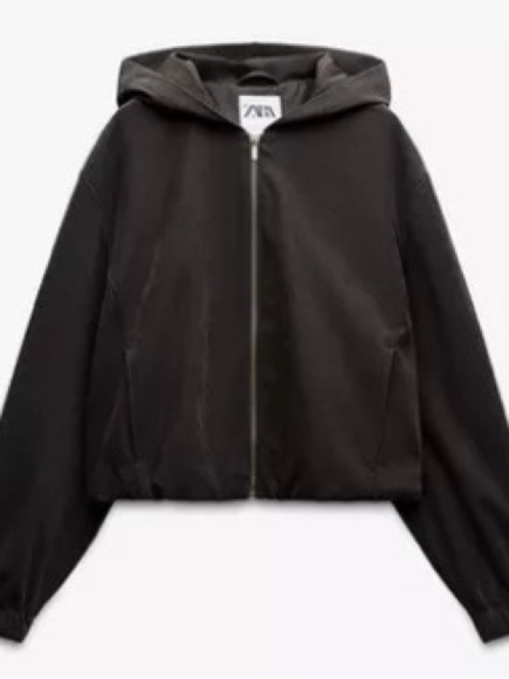 Zara Black Hooded Bomber Jacket Medium